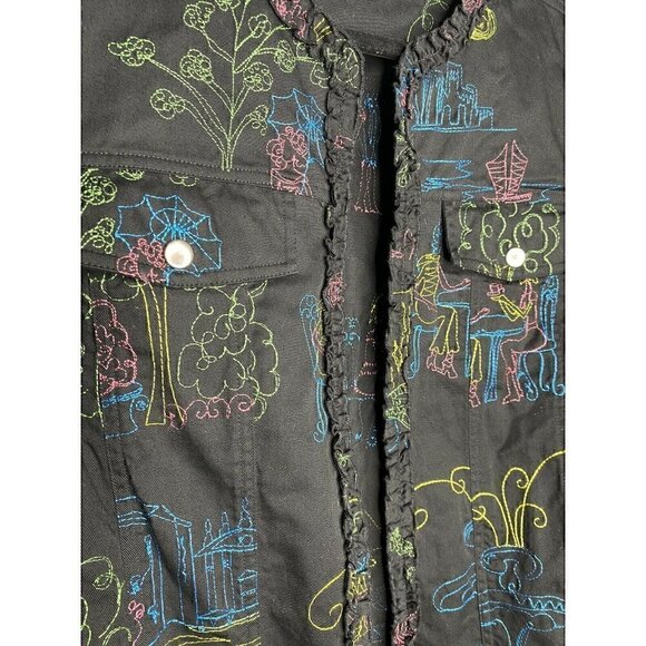 Coldwater Creek Jacket Size L Art-to-Wear Cotton Embroidered Lux Shopping Coffee - Picture 6 of 6